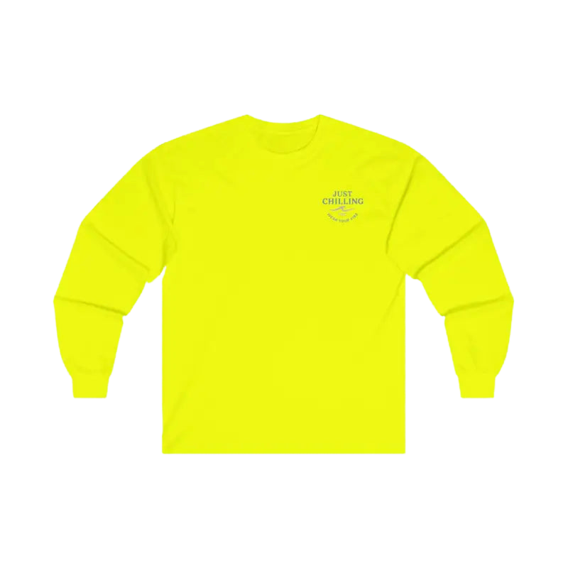 A bright yellow long-sleeved shirt with a small logo on the left side.