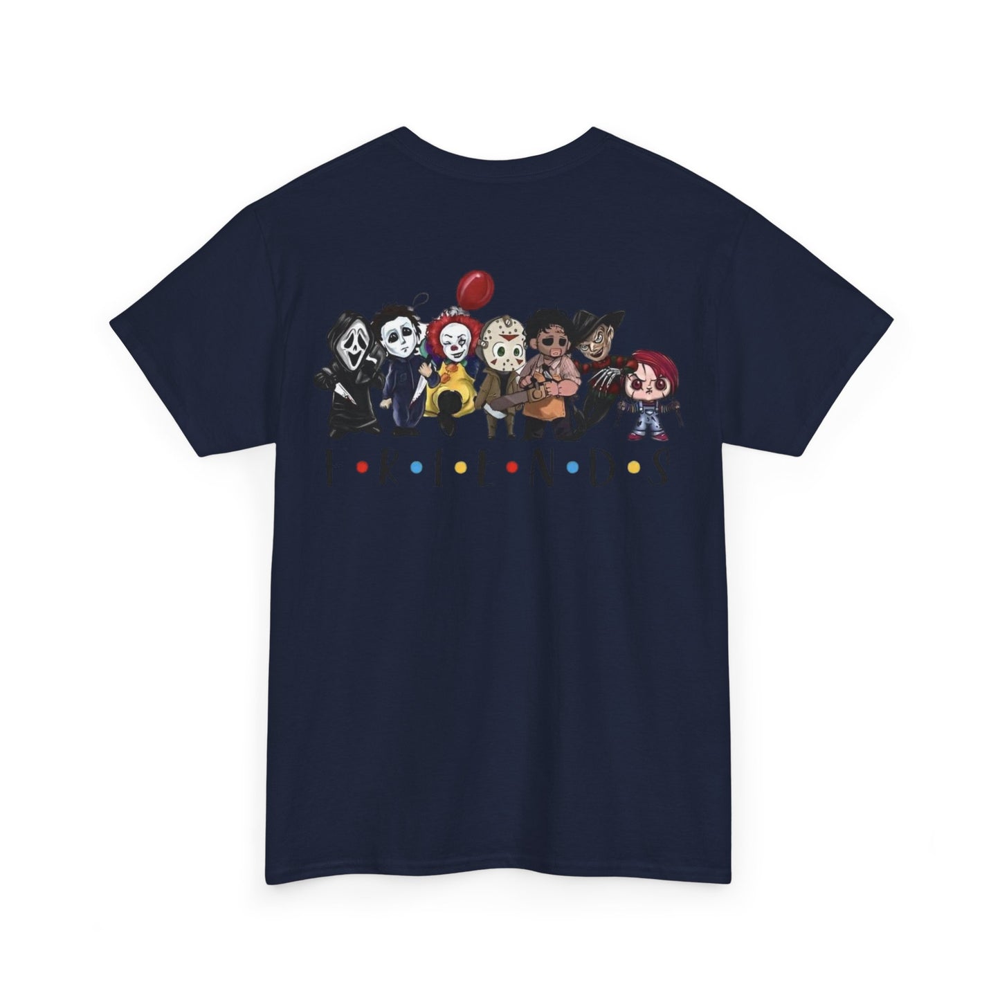 Creepy Friends Chibi Horror Tee – Funny Halloween Cartoon Villains T-Shirt, Unisex, Made in the USA