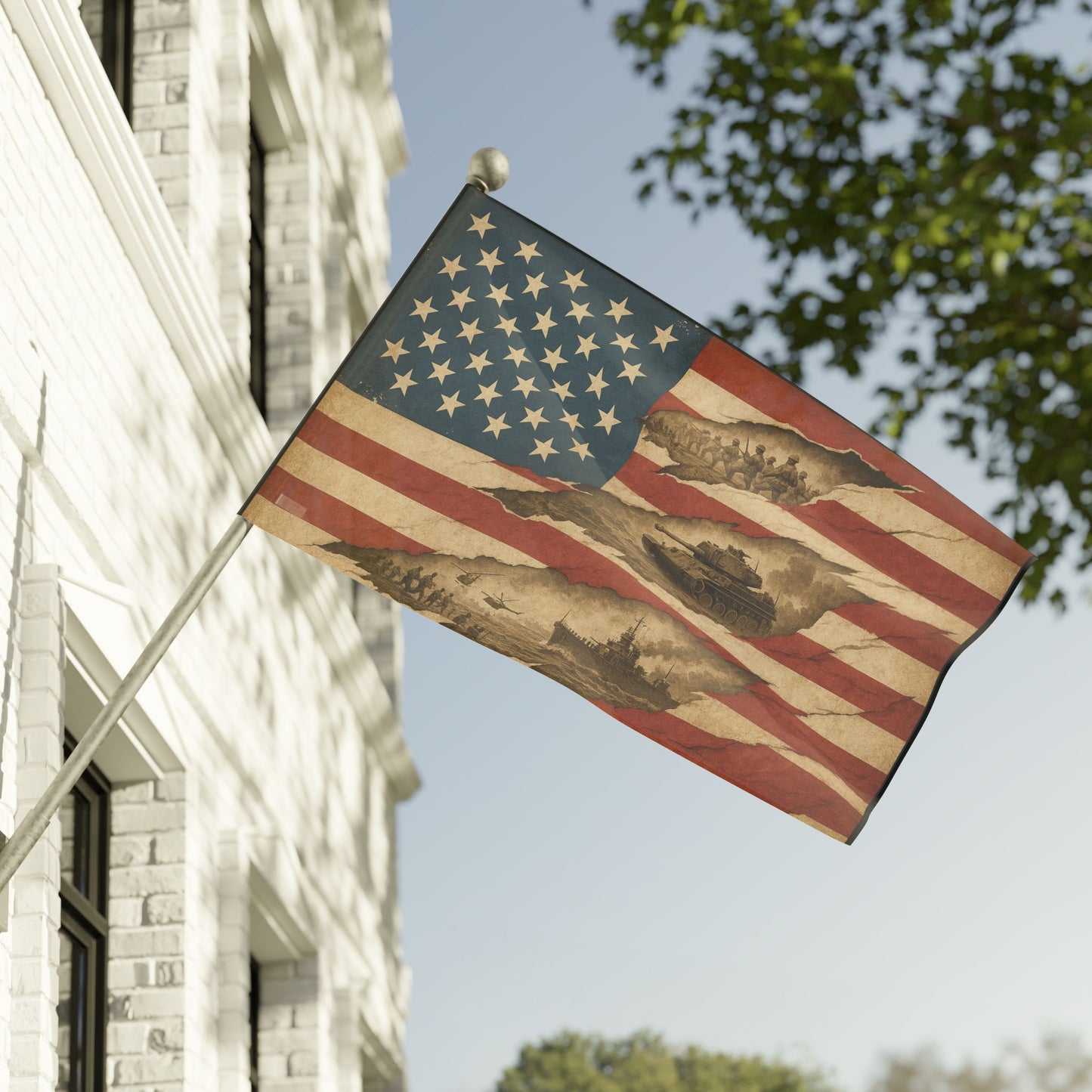 Torn American Flag - Hidden Battles Patriotic Wall Art