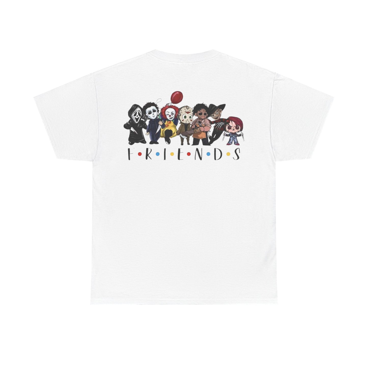 Creepy Friends Chibi Horror Tee – Funny Halloween Cartoon Villains T-Shirt, Unisex, Made in the USA