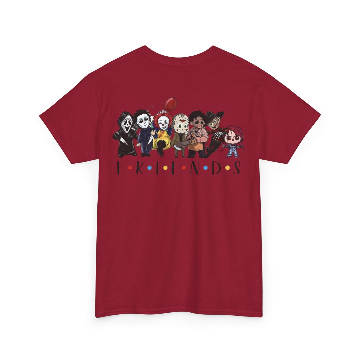 Creepy Friends Chibi Horror Tee – Funny Halloween Cartoon Villains T-Shirt, Unisex, Made in the USA