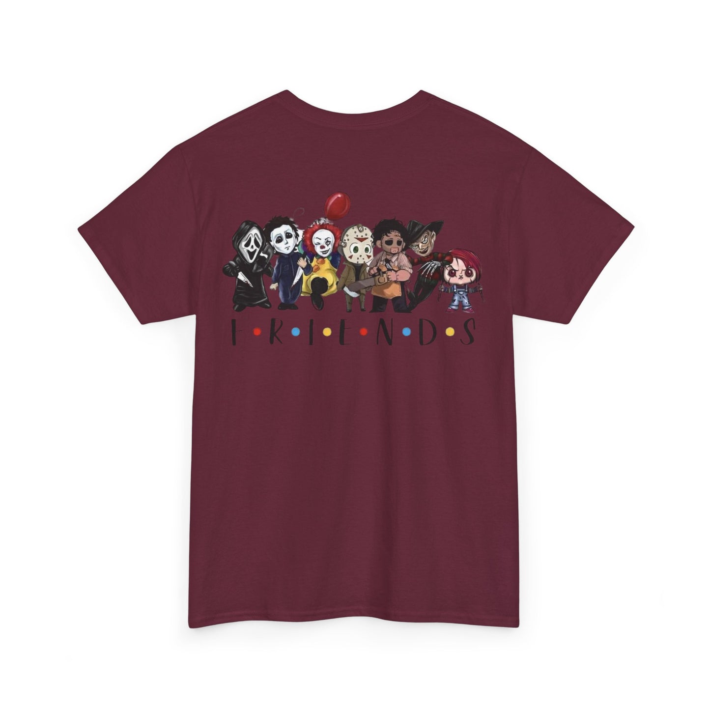 Creepy Friends Chibi Horror Tee – Funny Halloween Cartoon Villains T-Shirt, Unisex, Made in the USA