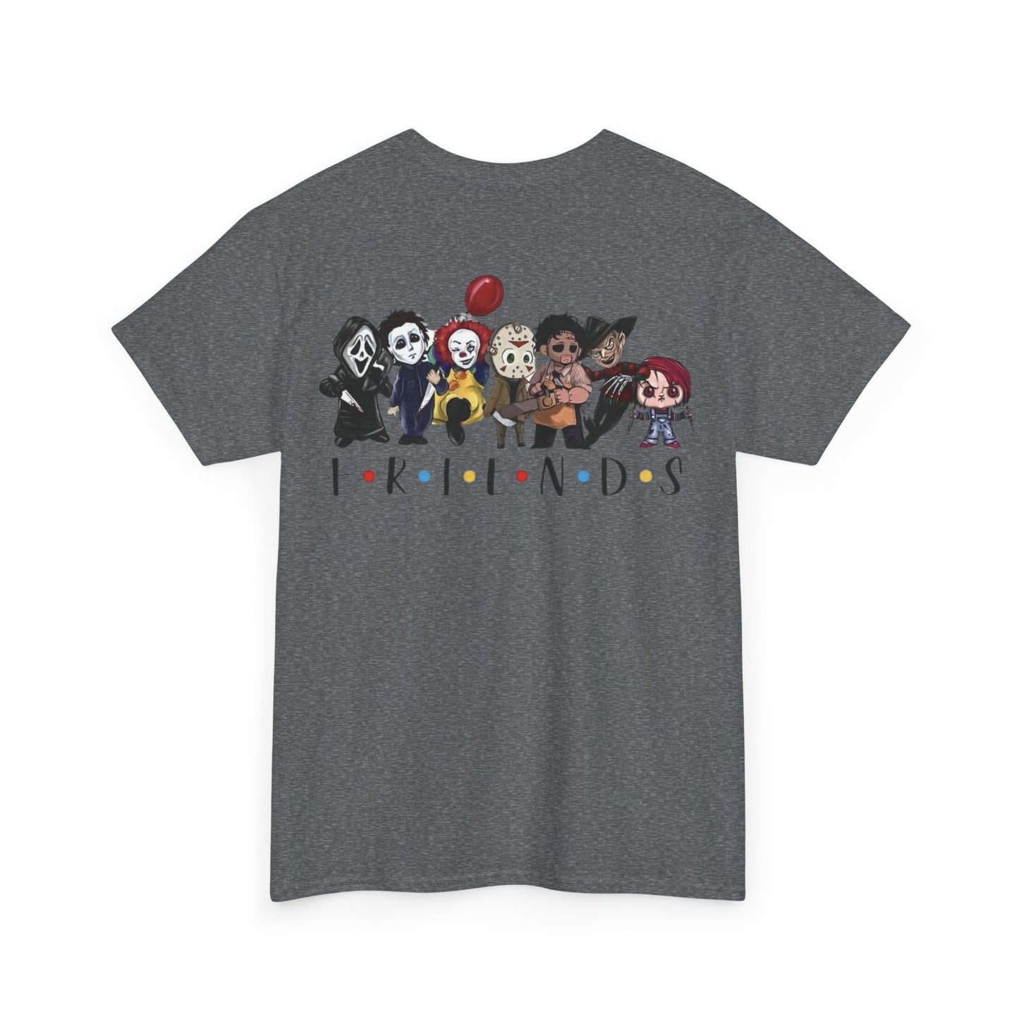 Creepy Friends Chibi Horror Tee – Funny Halloween Cartoon Villains T-Shirt, Unisex, Made in the USA