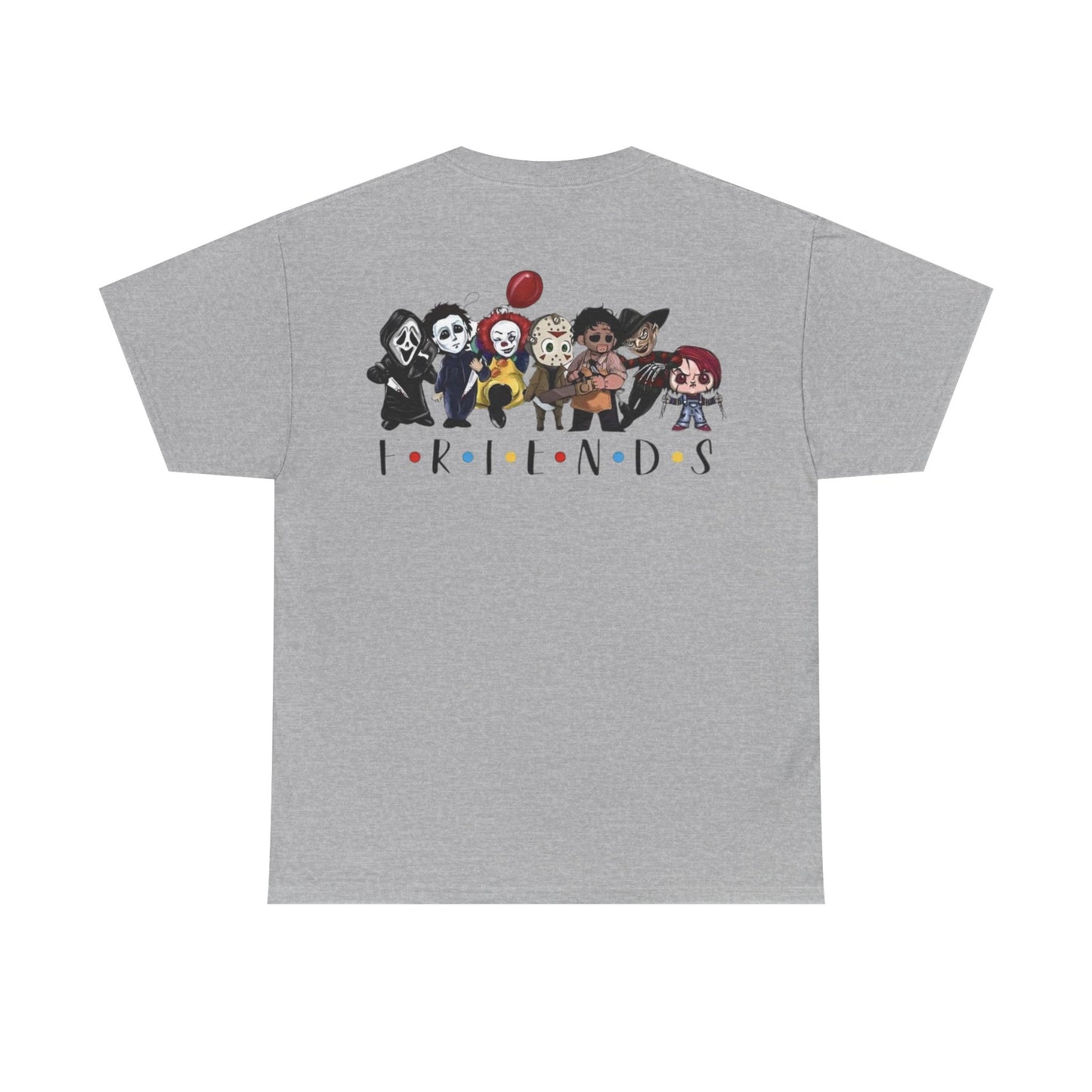 Creepy Friends Chibi Horror Tee – Funny Halloween Cartoon Villains T-Shirt, Unisex, Made in the USA