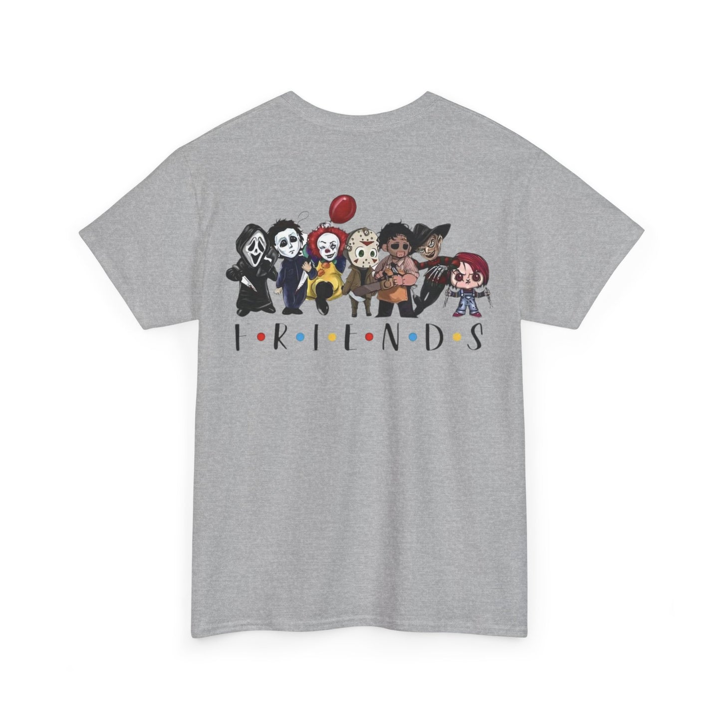 Creepy Friends Chibi Horror Tee – Funny Halloween Cartoon Villains T-Shirt, Unisex, Made in the USA