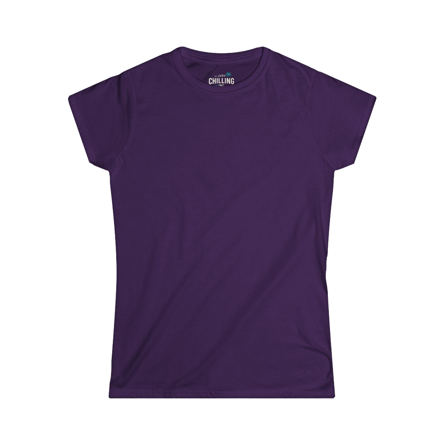 A purple t-shirt with a white logo on the front.
