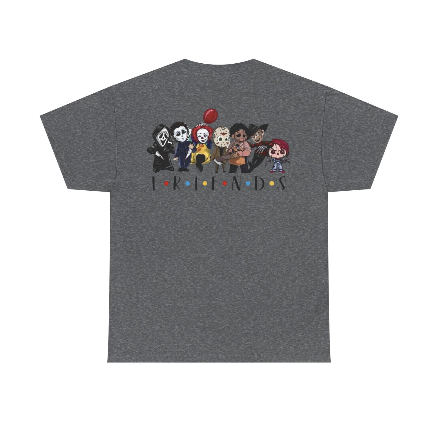 Creepy Friends Chibi Horror Tee – Funny Halloween Cartoon Villains T-Shirt, Unisex, Made in the USA