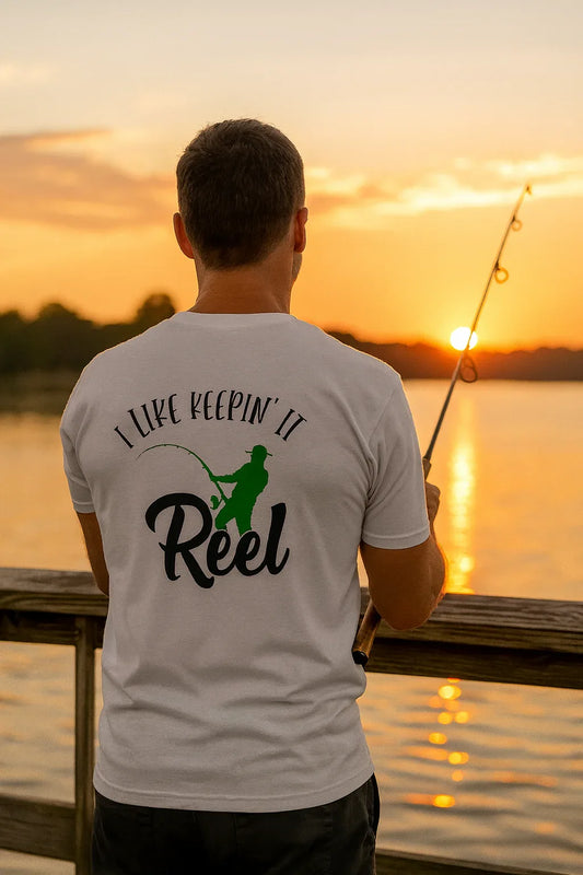 Fishing T-Shirt – Soft Washed Cotton Crew Neck Tee | Relaxed Fit, Garment Dyed - Just Chilling Inc.