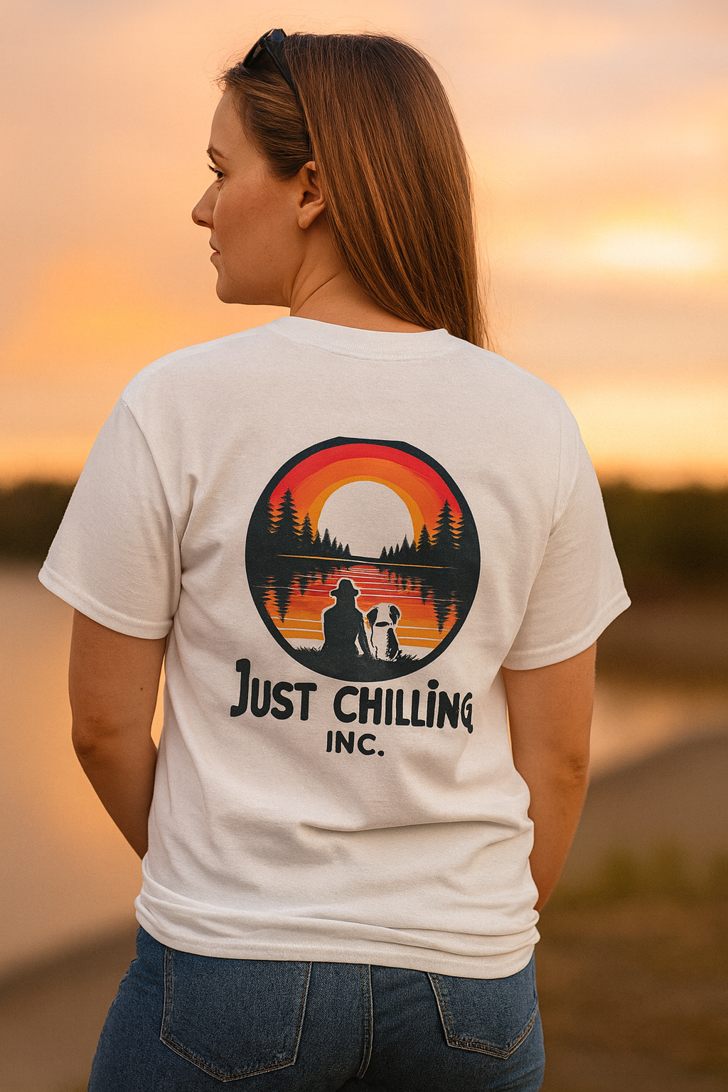 Just Chilling Inc. – “A Girl and Her Dog” Sunset Tee