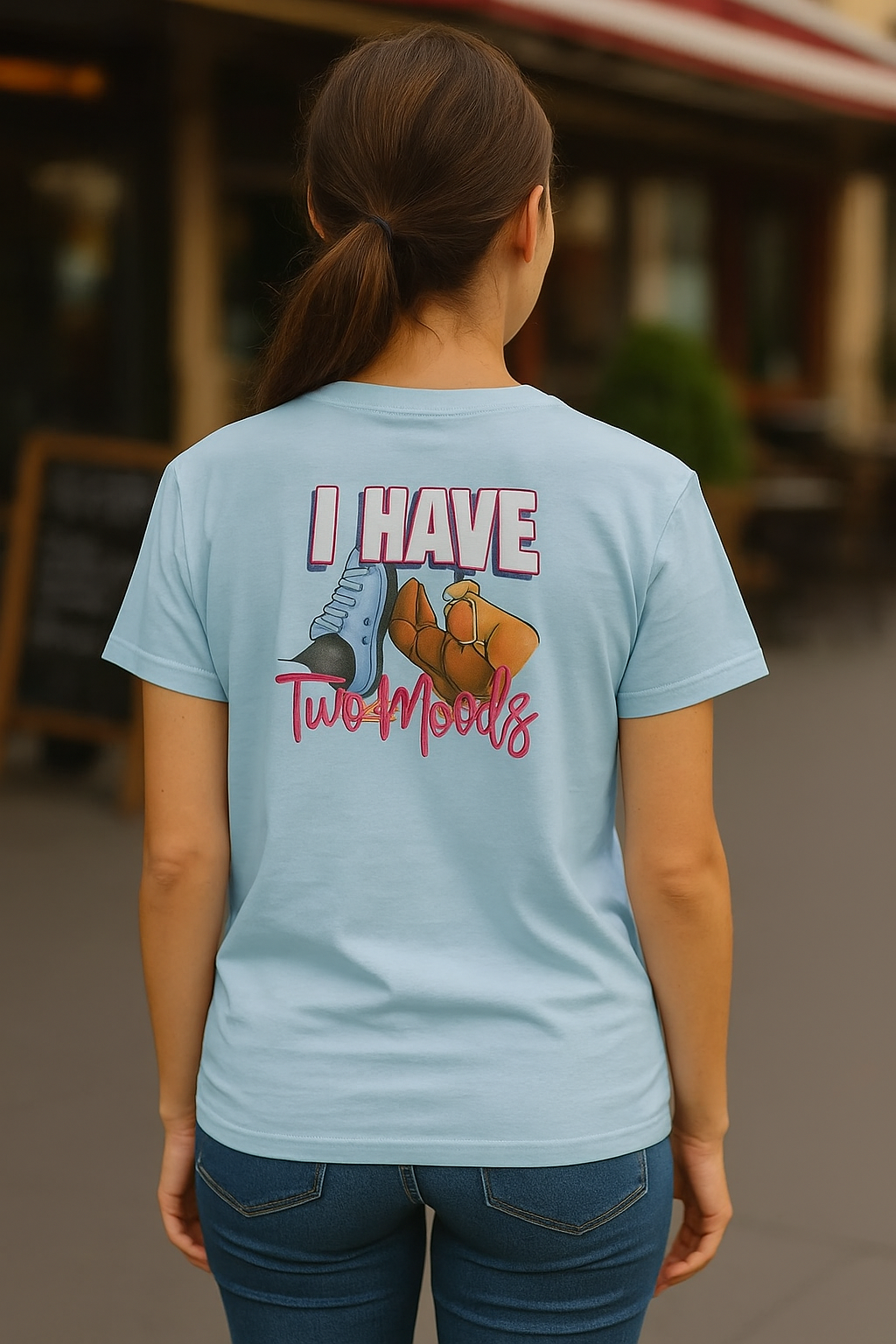 Just Chillin' Women's Cotton Crew Tee – “I Have Two Moods” Graphic T-Shirt