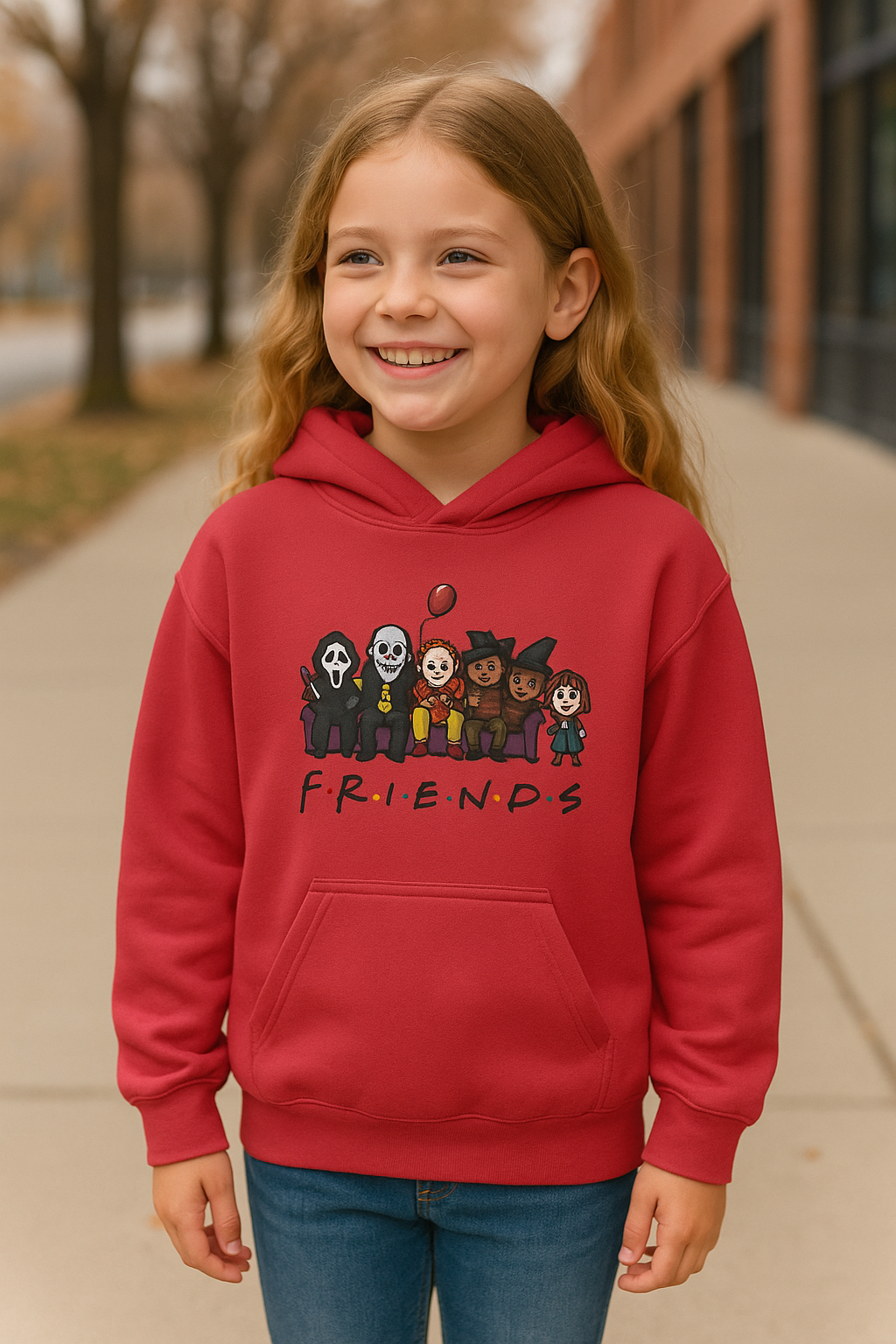 Kids "FRIENDS" Halloween Hoodie – Cute Horror Character Design | Just Chilling Inc.