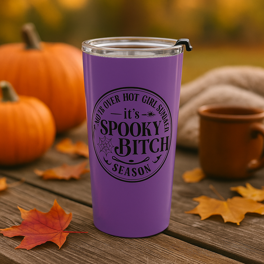 20oz Stainless Steel Tumbler – “It’s Spooky B*h Season” | Halloween Edition by Just Chilling Inc.