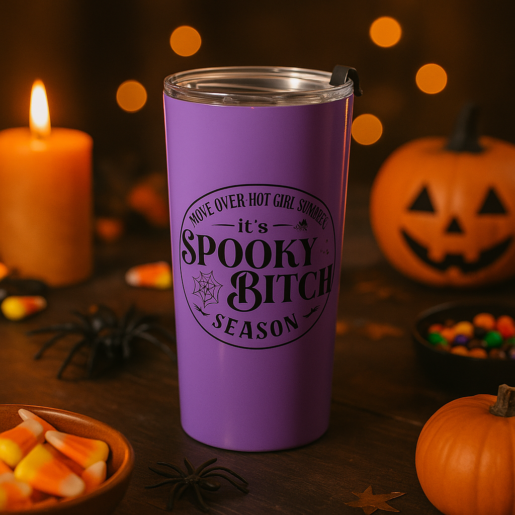 20oz Stainless Steel Tumbler – “It’s Spooky B*h Season” | Halloween Edition by Just Chilling Inc.