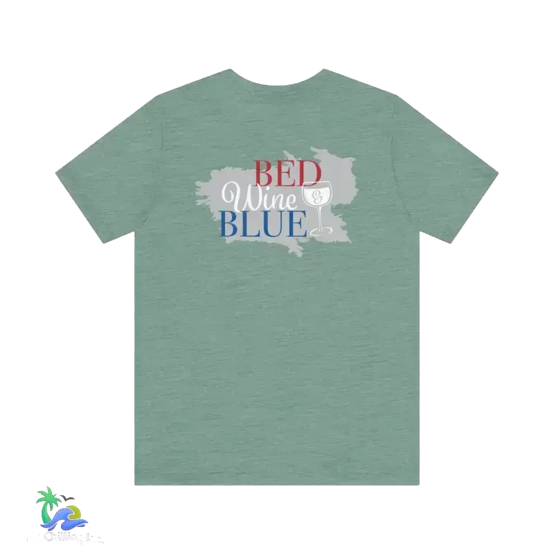 Bed wine and blue - fourth of July tee- Unisex Jersey Short Sleeve Tee - Heather Dusty Blue / XS - T-Shirt