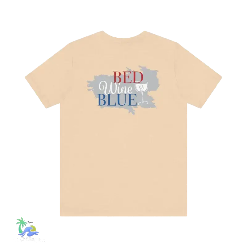 Bed wine and blue - fourth of July tee- Unisex Jersey Short Sleeve Tee - Heather Sand Dune / XS - T-Shirt