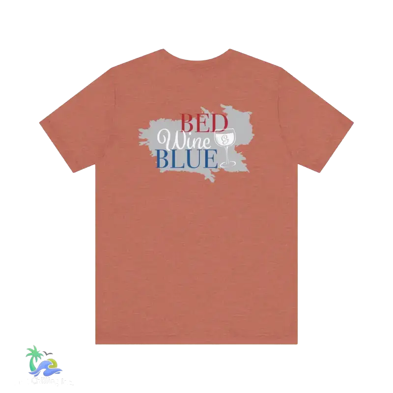Bed wine and blue - fourth of July tee- Unisex Jersey Short Sleeve Tee - Heather Clay / XS - T-Shirt