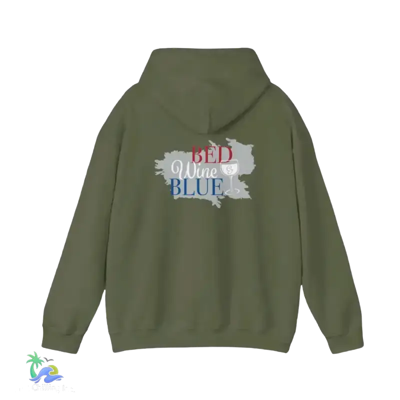 Bed wine and blue - Unisex Heavy Blend™ Hooded Sweatshirt - Just Chilling Inc. -