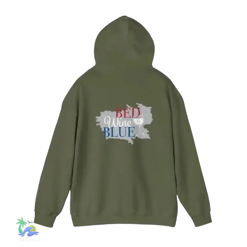 Bed wine and blue - Unisex Heavy Blend™ Hooded Sweatshirt - Just Chilling Inc. -