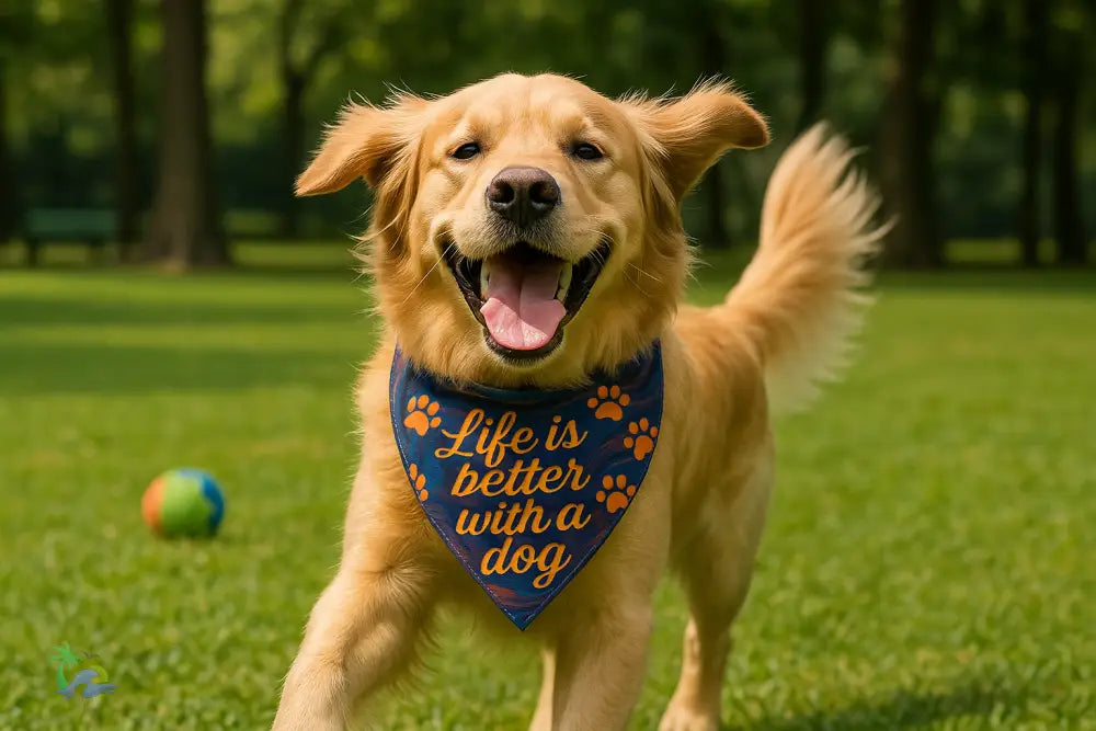 Cute Clip-on Pet Bandana - ’Life is Better with a Dog’ - Pets