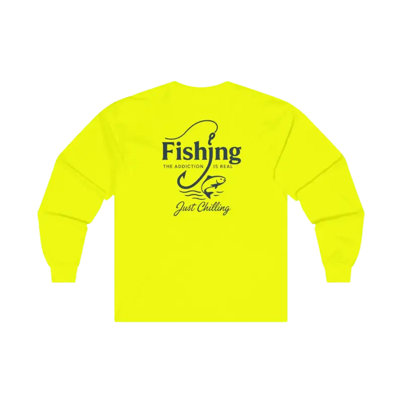 A bright yellow long-sleeved shirt with a graphic design on the back.