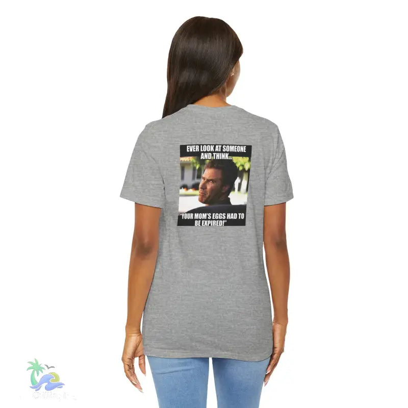 Gray t-shirt with meme.