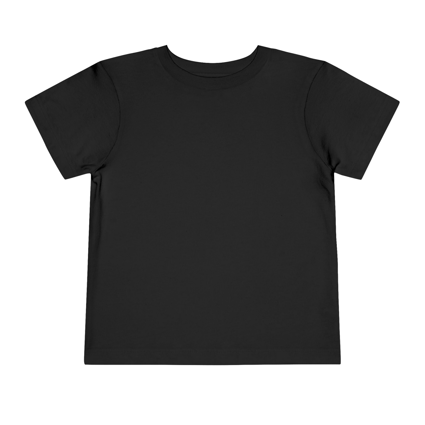 A plain black t-shirt against a black background.