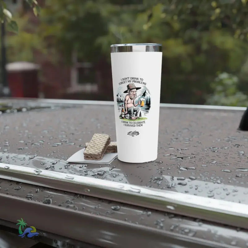 White insulated tumbler.