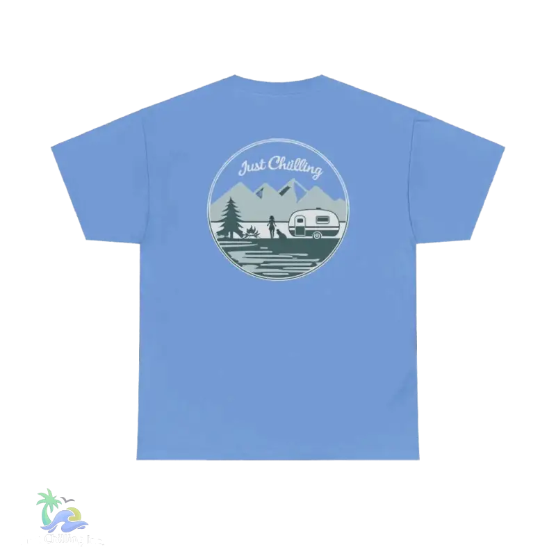A girl her dog and her camper t-shirt 👕 - Carolina Blue / S - T-Shirt