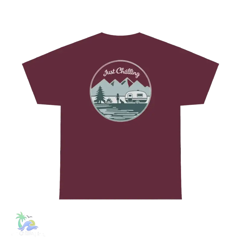 A girl her dog and her camper t-shirt 👕 - Maroon / S - T-Shirt