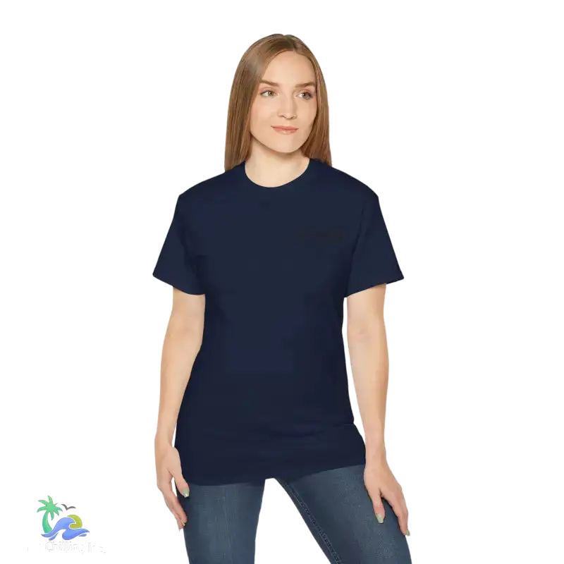Navy blue t-shirt.