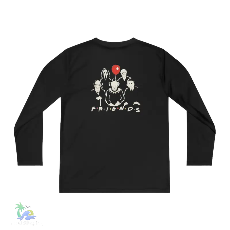 a black long - sleeved shirt with the words friends on it