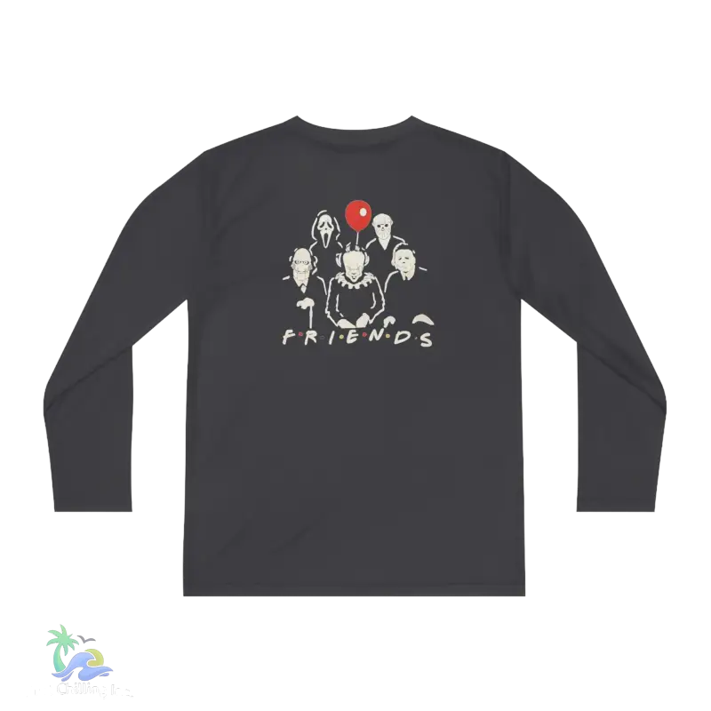 a black long sleeve shirt with the words friends on it