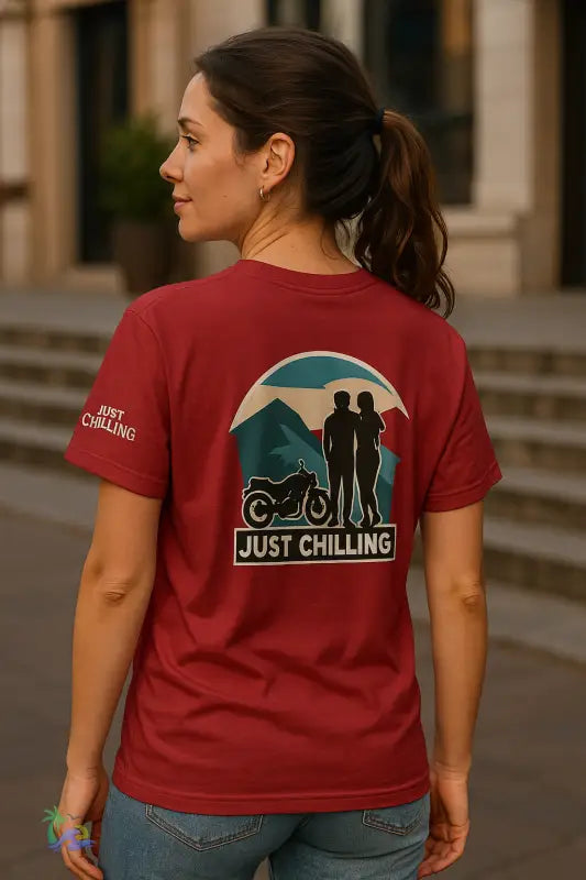 Just Chillin’ “Couple’s Ride” Unisex Heavy Cotton Tee – Love Freedom & Adventure T Shirt