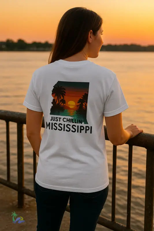 Just Chillin’ Mississippi Sunset Tee – Eco Friendly Unisex State Souvenir Shirt T Shirt