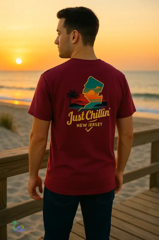 Just Chillin’ New Jersey Sunset Unisex Heavy Cotton Tee – Boardwalk Beach & State Pride Shirt T Shirt
