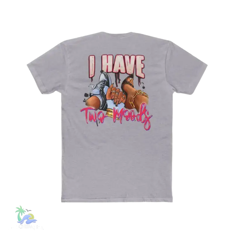 Gray t-shirt with graphic.