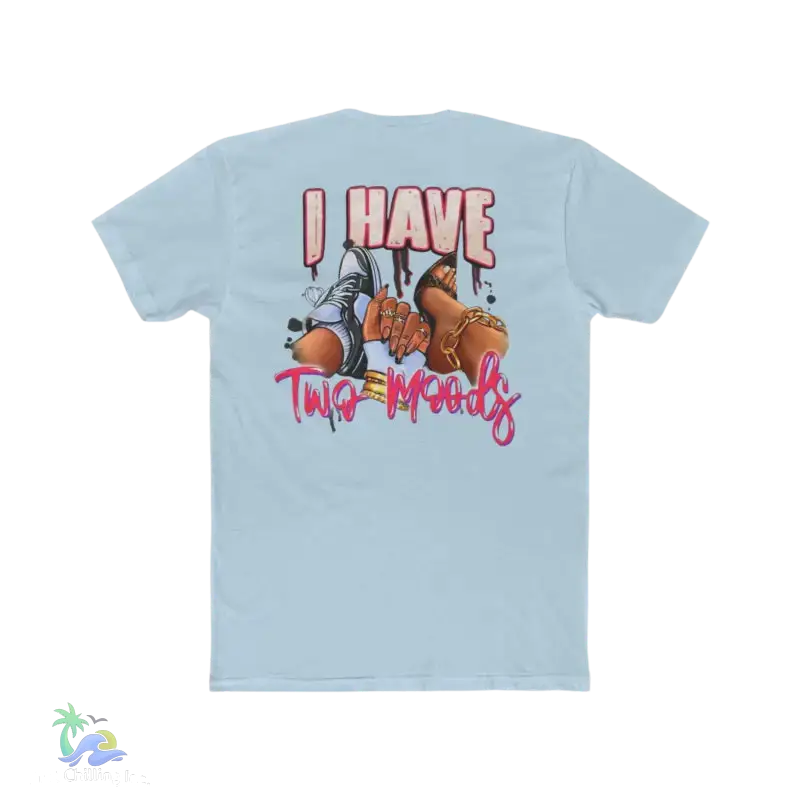 Light blue t-shirt with graphic.