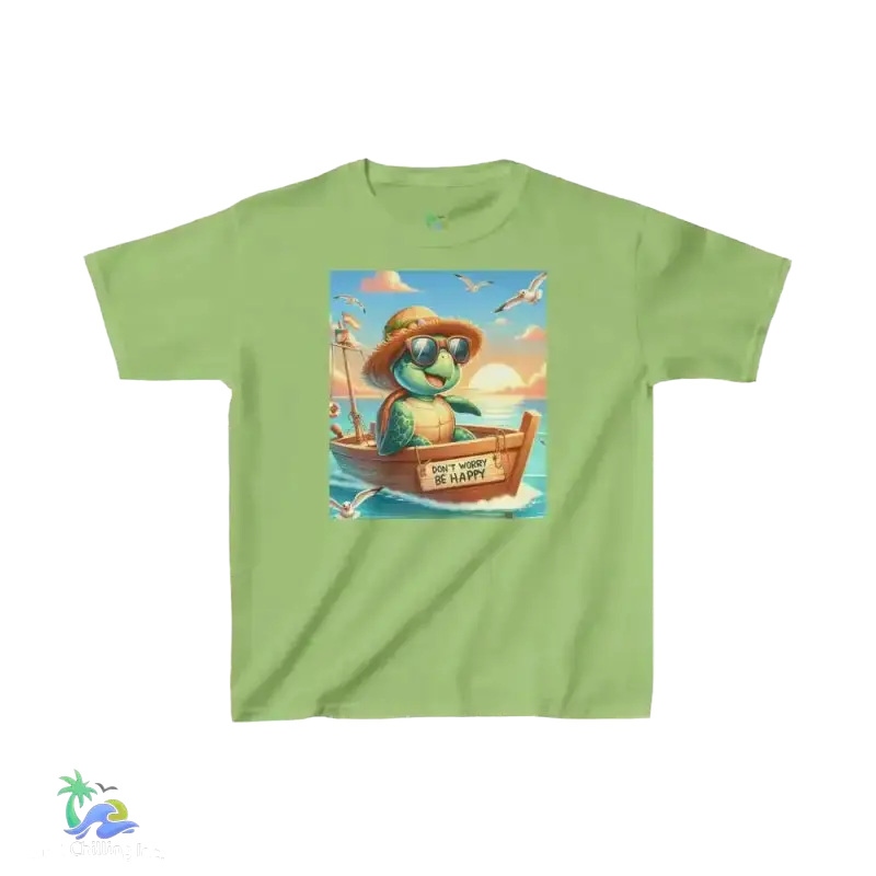 Kids Dont Worry Be Happy Heavy Cotton Tee for Comfortable and Stylish Playtime - Just Chilling Inc. -