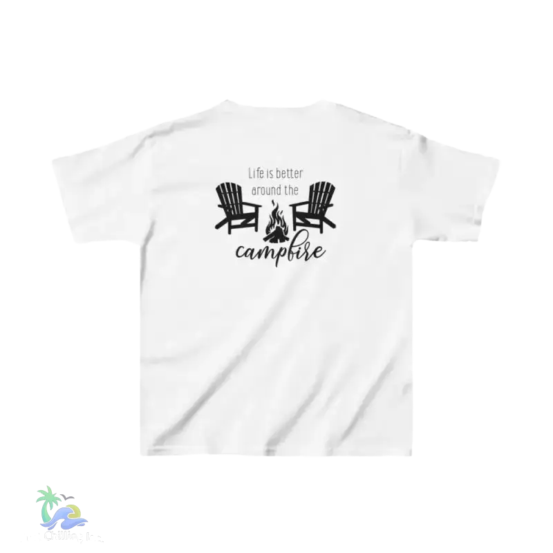 Kids Midweight Tee camping tee- Life is better by a campfire - Just Chilling Inc. -
