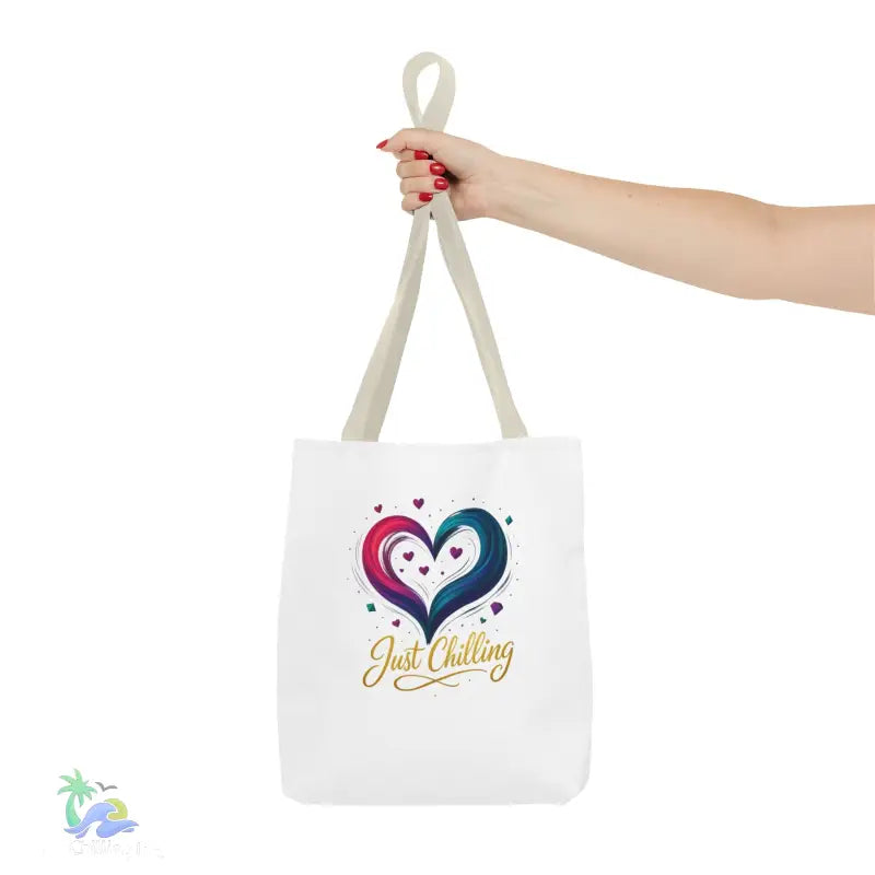 Neon Swirl‑Heart “Just Chilling” Tote Bag – All‑Over Print (3 Sizes) - Bags