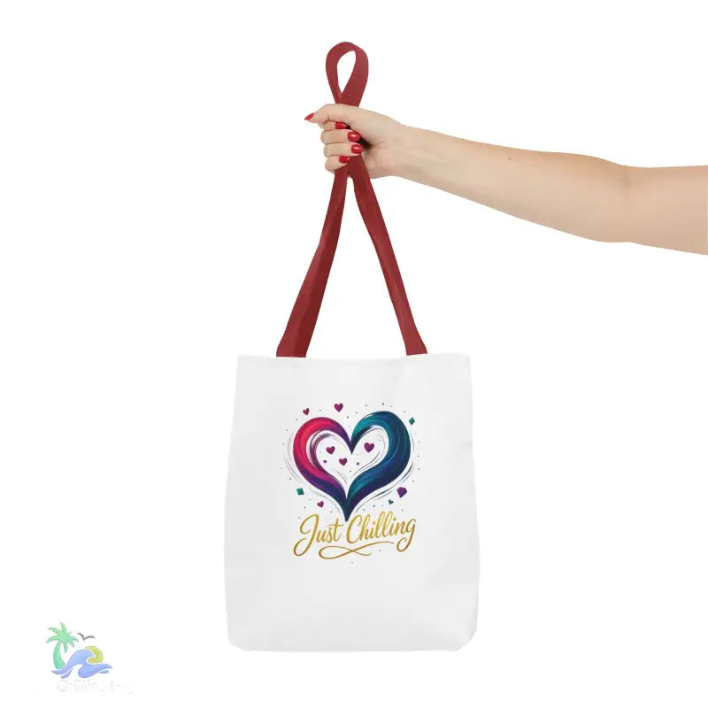 Neon Swirl‑Heart “Just Chilling” Tote Bag – All‑Over Print (3 Sizes) - Bags