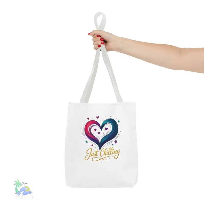 Neon Swirl‑Heart “Just Chilling” Tote Bag – All‑Over Print (3 Sizes) - Bags