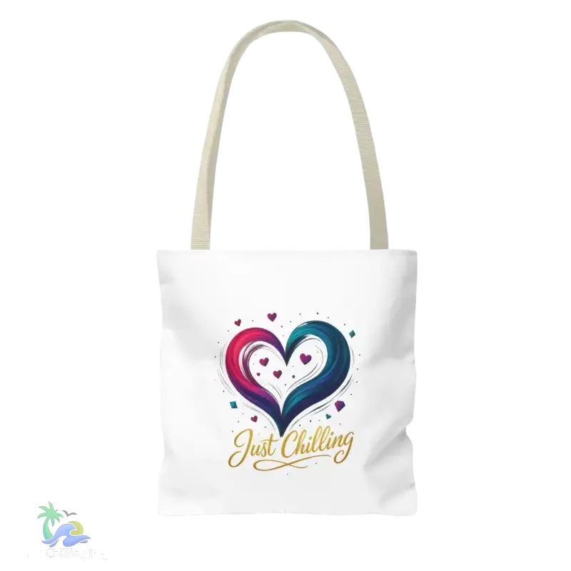 Neon Swirl‑Heart “Just Chilling” Tote Bag – All‑Over Print (3 Sizes) - Bags