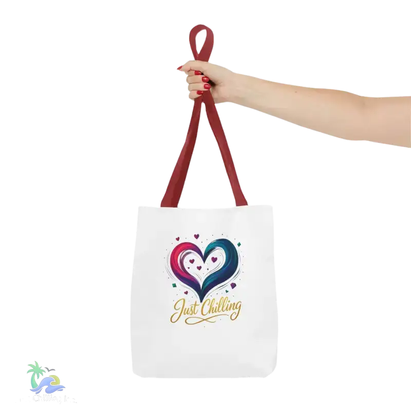 Neon Swirl‑Heart “Just Chilling” Tote Bag – All‑Over Print (3 Sizes) - Bags