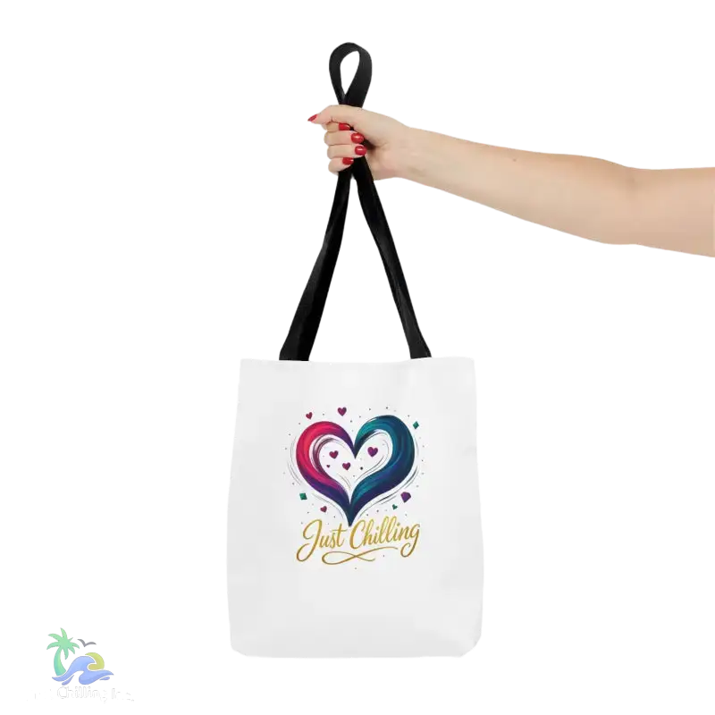 Neon Swirl‑Heart “Just Chilling” Tote Bag – All‑Over Print (3 Sizes) - Bags