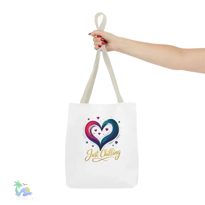 Neon Swirl‑Heart “Just Chilling” Tote Bag – All‑Over Print (3 Sizes) - Bags