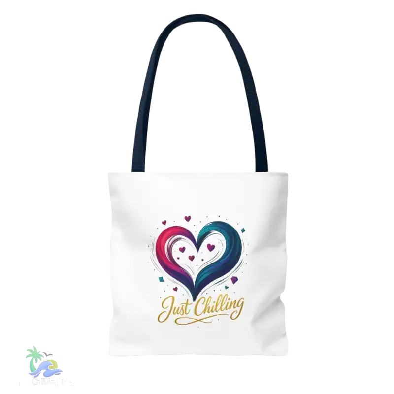 Neon Swirl‑Heart “Just Chilling” Tote Bag – All‑Over Print (3 Sizes) - Bags