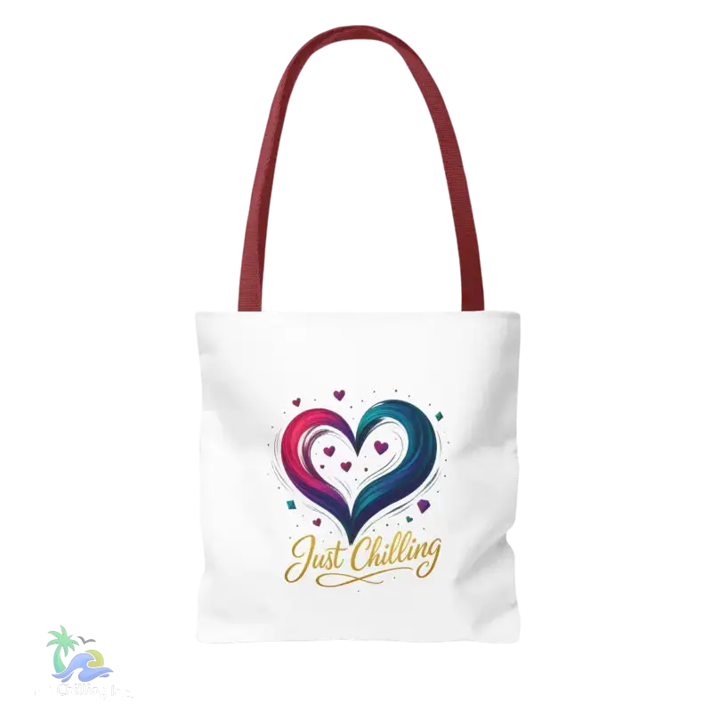 Neon Swirl‑Heart “Just Chilling” Tote Bag – All‑Over Print (3 Sizes) - Bags