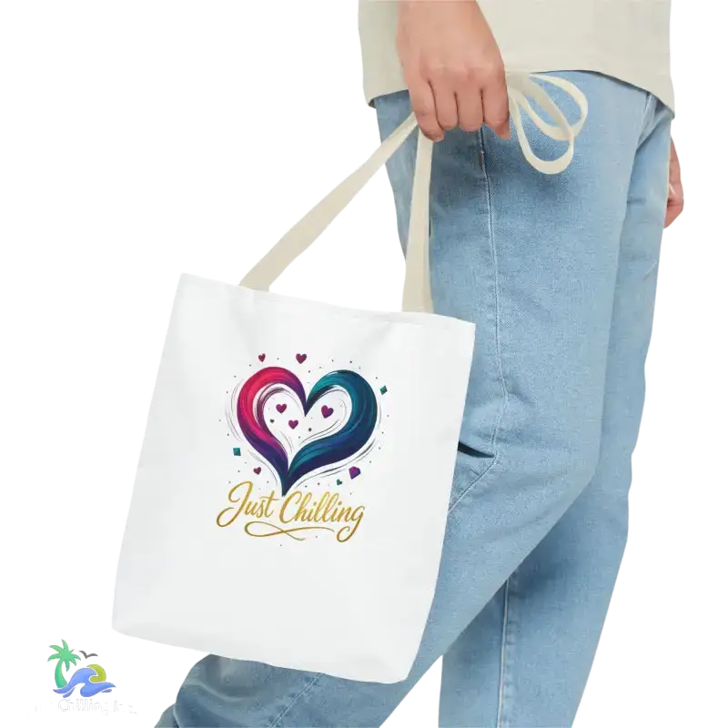 Neon Swirl‑Heart “Just Chilling” Tote Bag – All‑Over Print (3 Sizes) - Bags