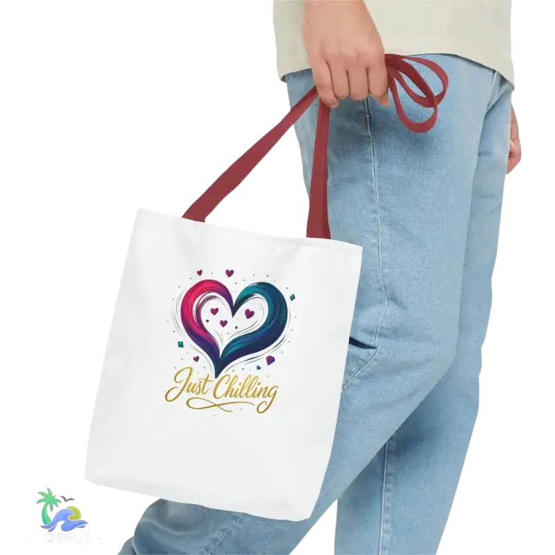 Neon Swirl‑Heart “Just Chilling” Tote Bag – All‑Over Print (3 Sizes) - Bags